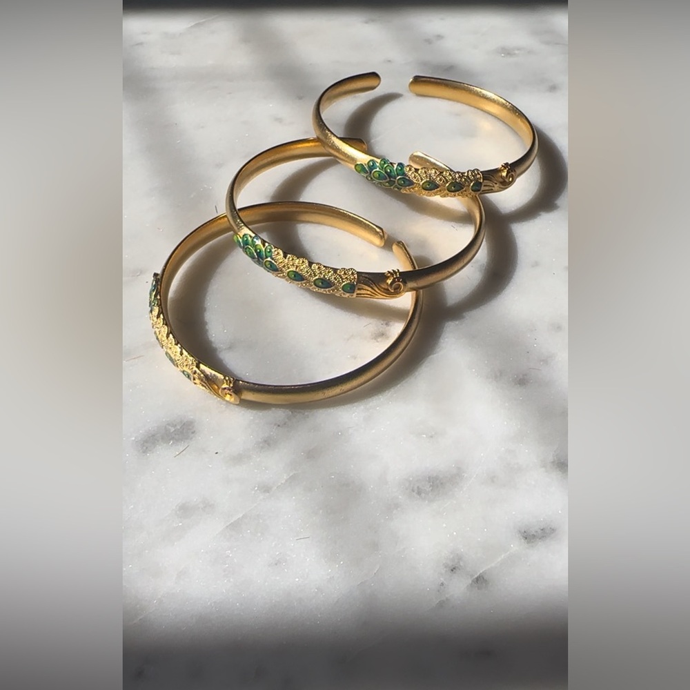 24k gold plated Peacock Bracelet Cuff
